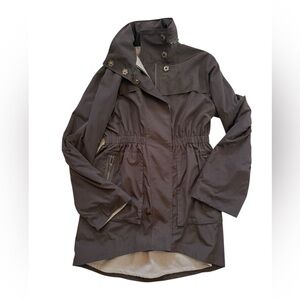 Ali Ro Brown Zip-Up Raincoat Jacket with Hidden Hood - Size 2
